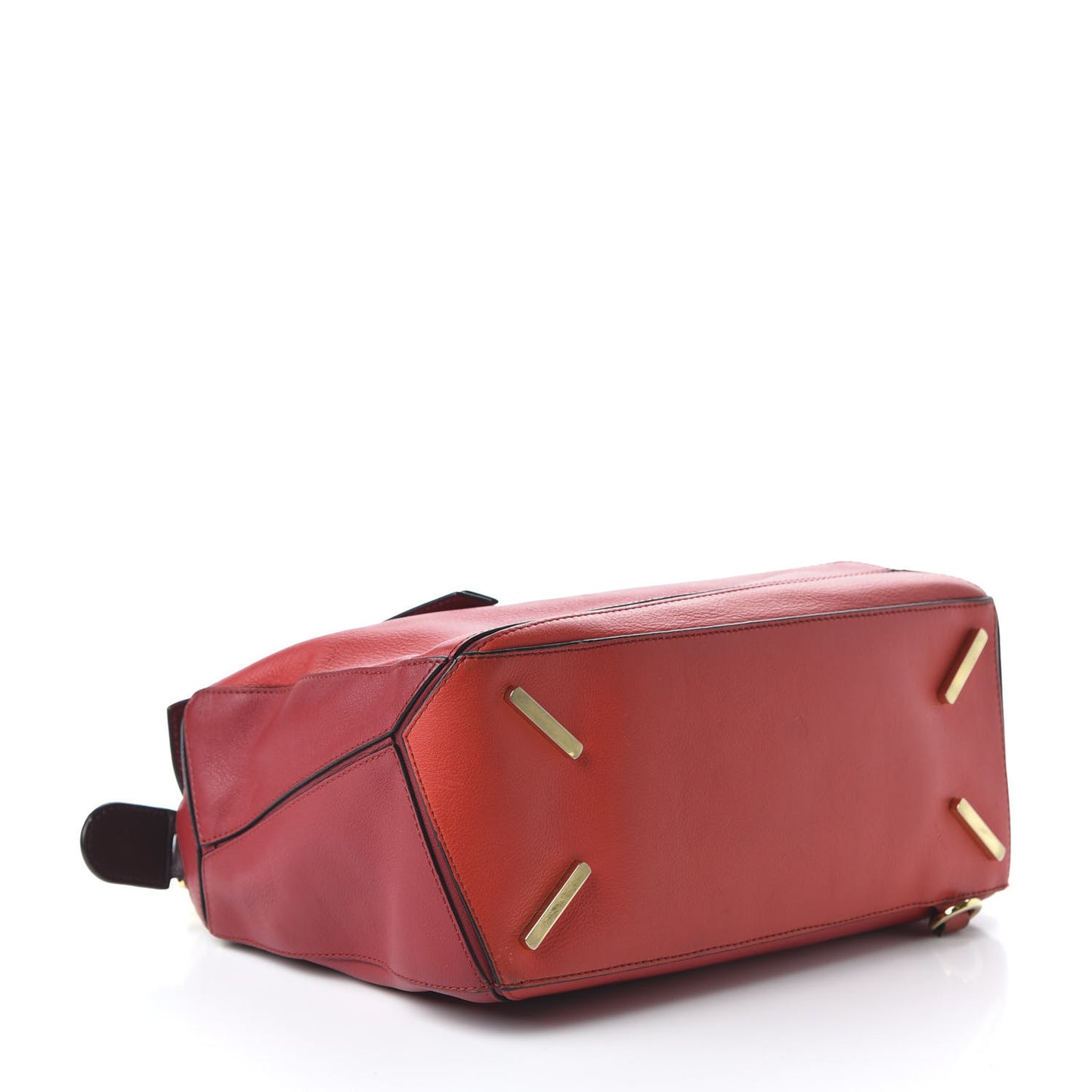 Calfskin Colorblock Medium Puzzle Bag Red