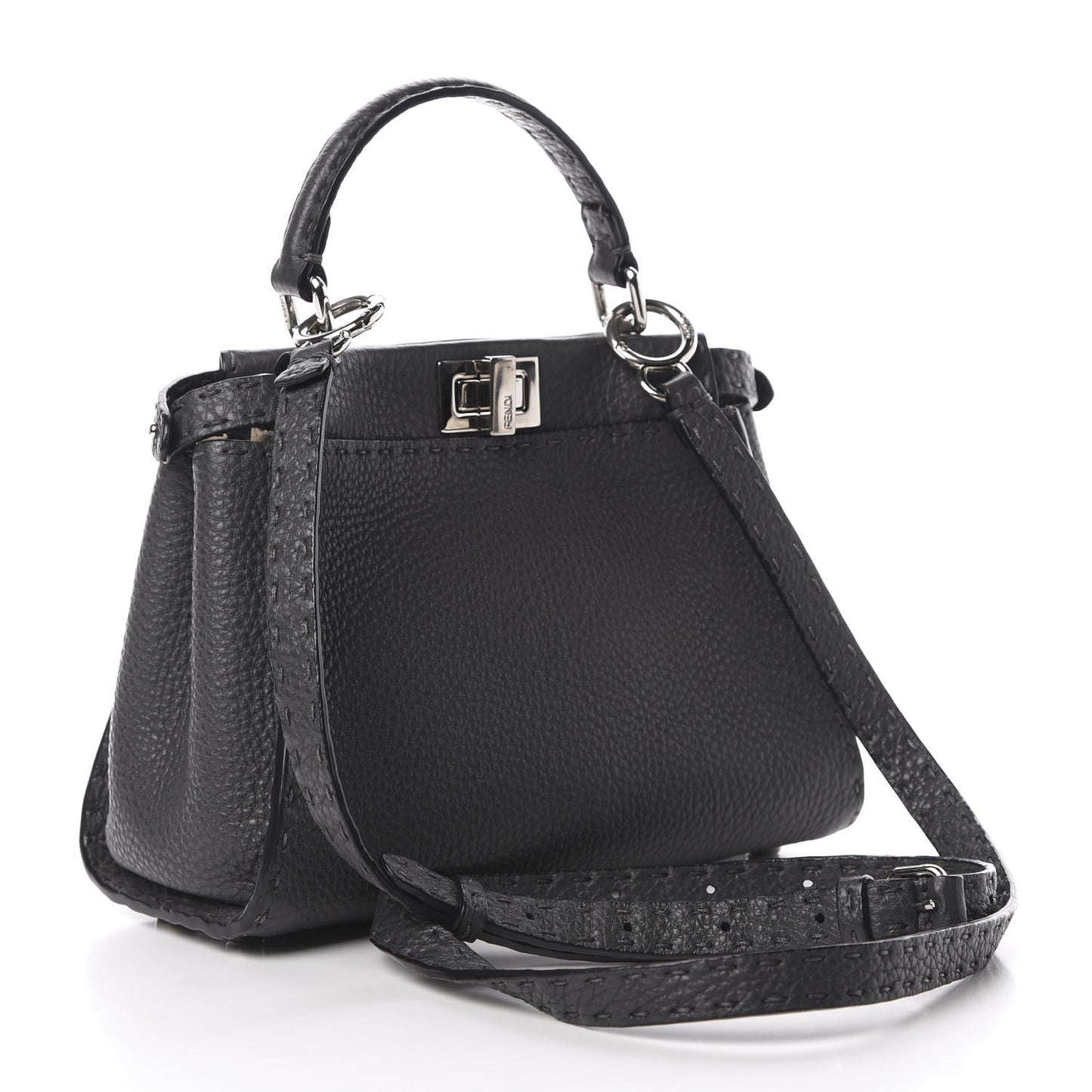 Cuoio Romano Selleria Bi-Color Mini Peekaboo Iconic Satchel Asfalto Latte