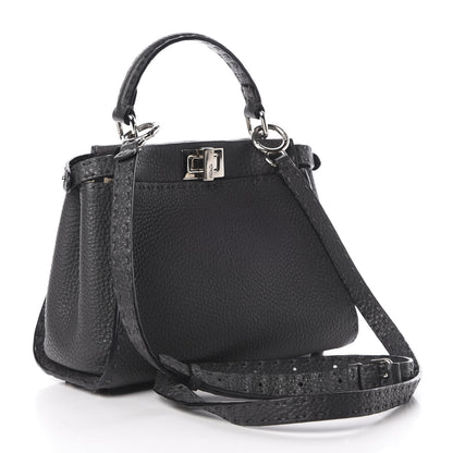 Fendi Cuoio Romano Selleria Bi-Color Mini Peekaboo Iconic Satchel Asfalto Latte 5 of 13