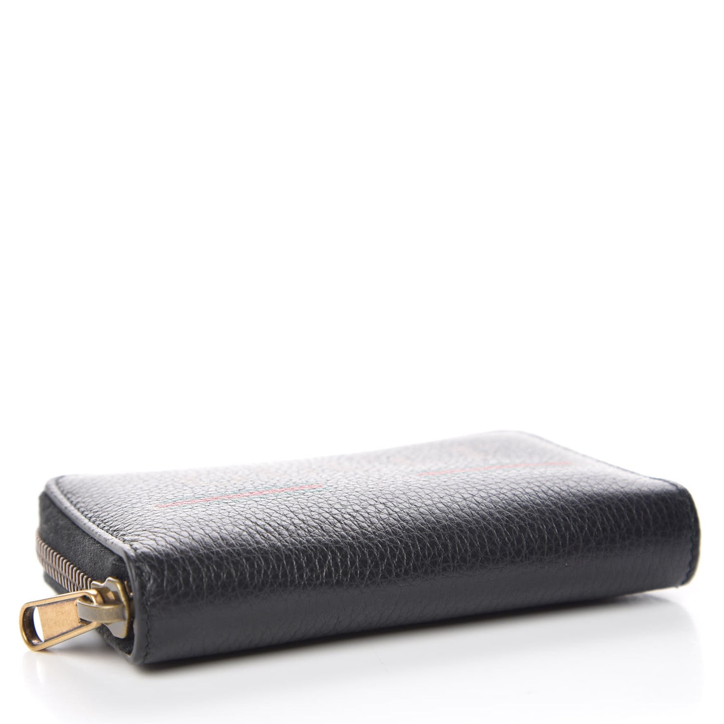 Calfskin Logo Zip Around Card Case Black