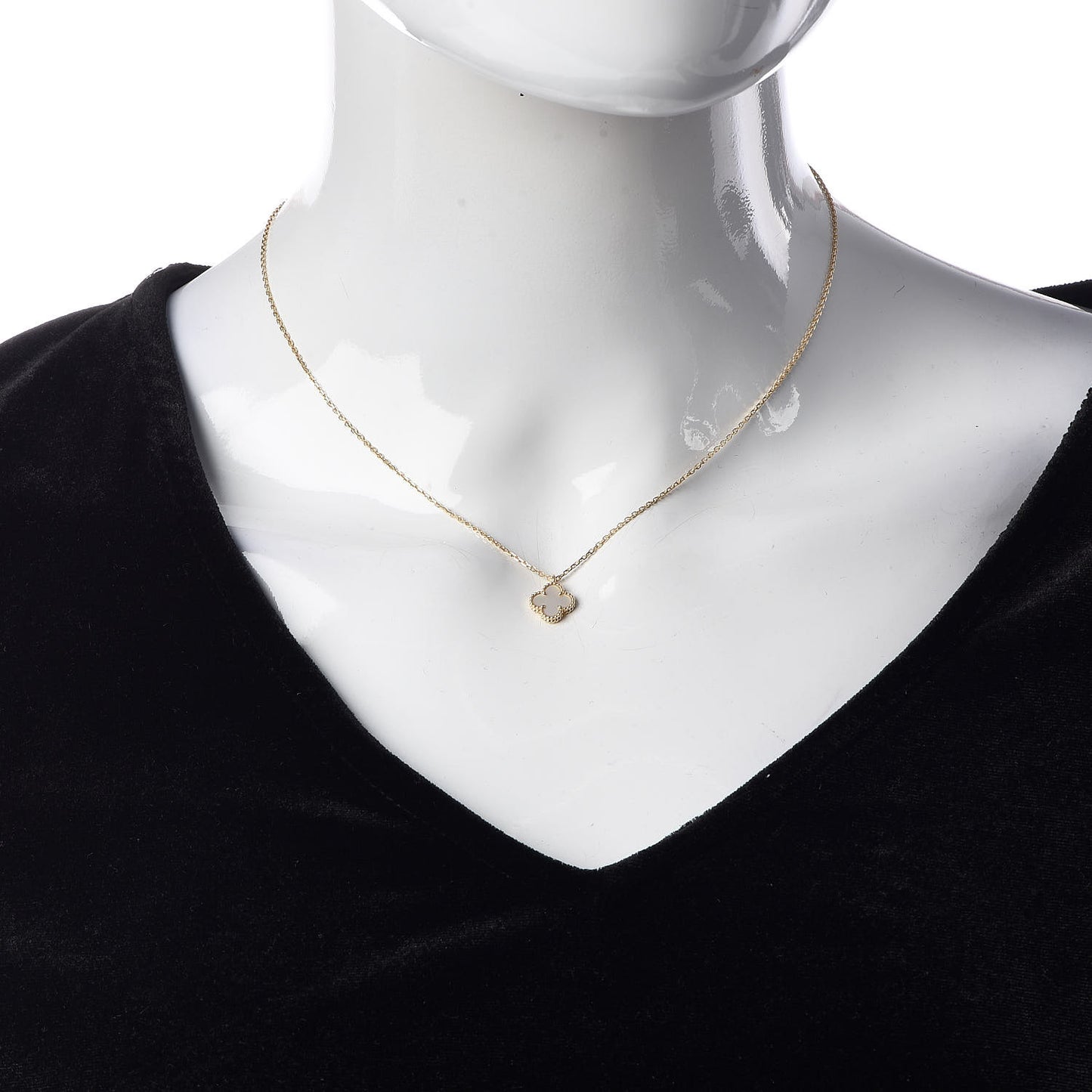 18K Yellow Gold Mother of Pearl Sweet Alhambra Pendant Necklace
