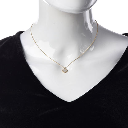Van Cleef & Arpels 18K Yellow Gold Mother of Pearl Sweet Alhambra Pendant Necklace 2 of 8