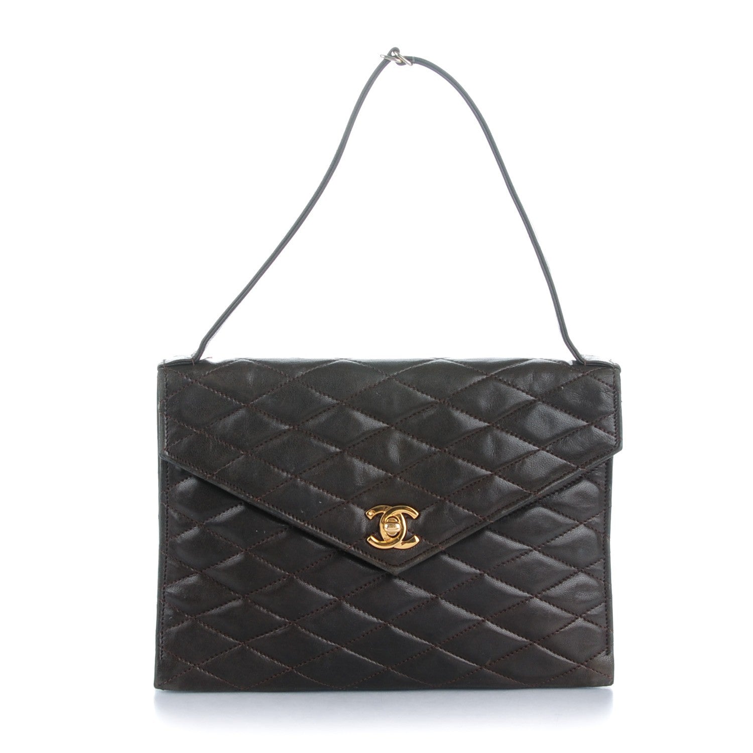 Chanel Lambskin Quilted Envelope Single Flap Brown 1 of 12