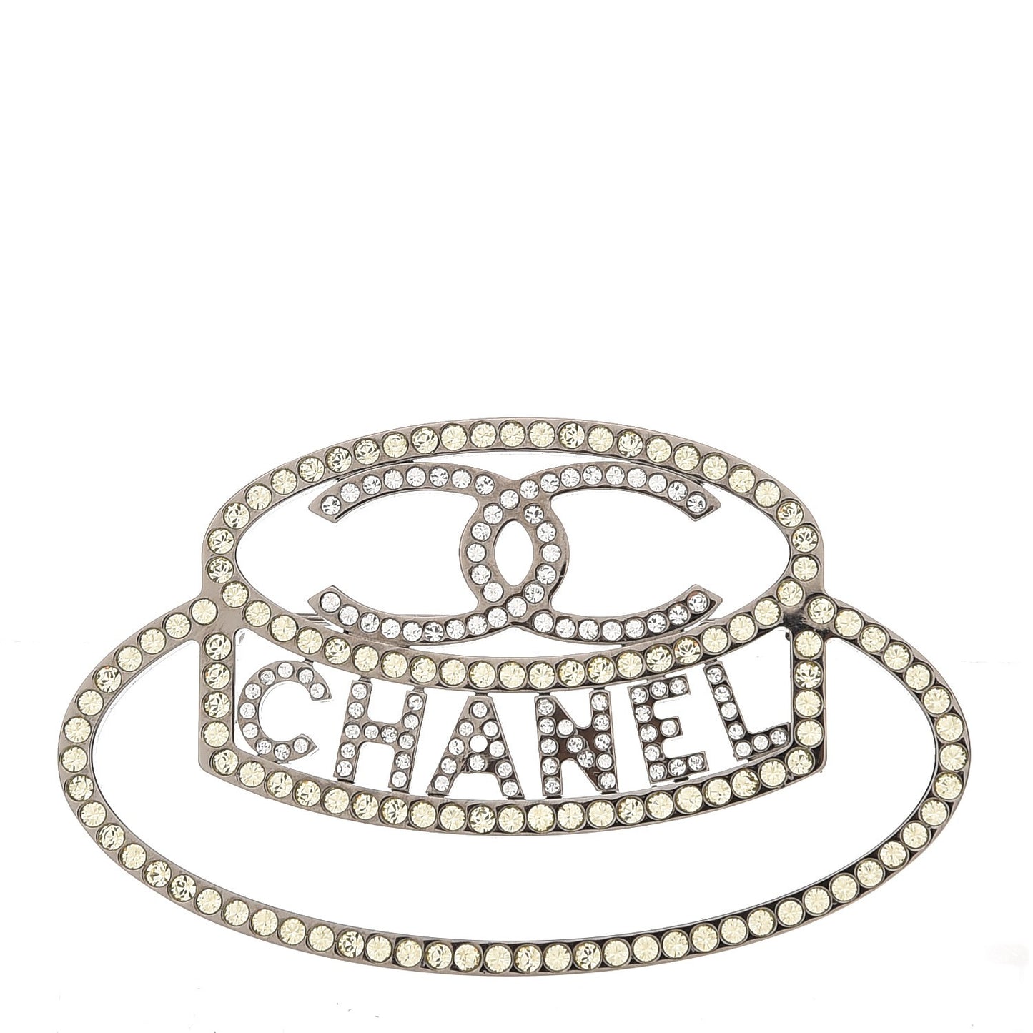 Ruthenium Strass Crystal Hat Brooch Pale Yellow