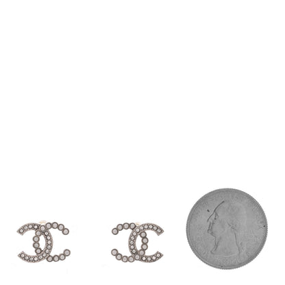 Chanel Crystal Pearl CC Earrings Silver 2 of 5