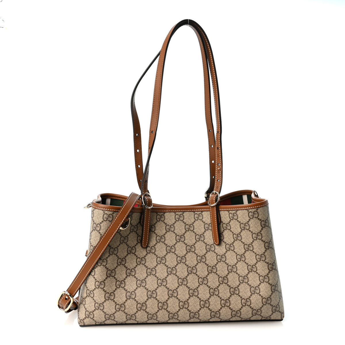 GG Supreme Monogram Emblem Medium Tote Bag Beige Dark Brown