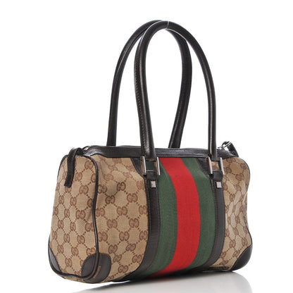 Gucci Monogram Vintage Web Mini Boston Dark Brown 3 of 26