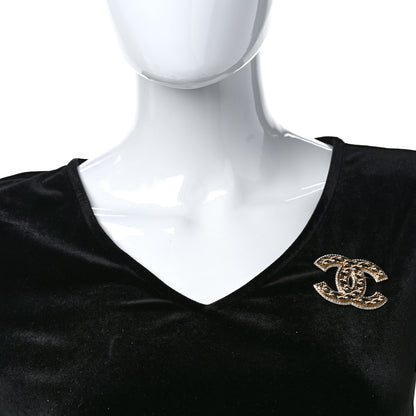 Chanel Crystal Quilted CC Brooch Gold 2 of 4