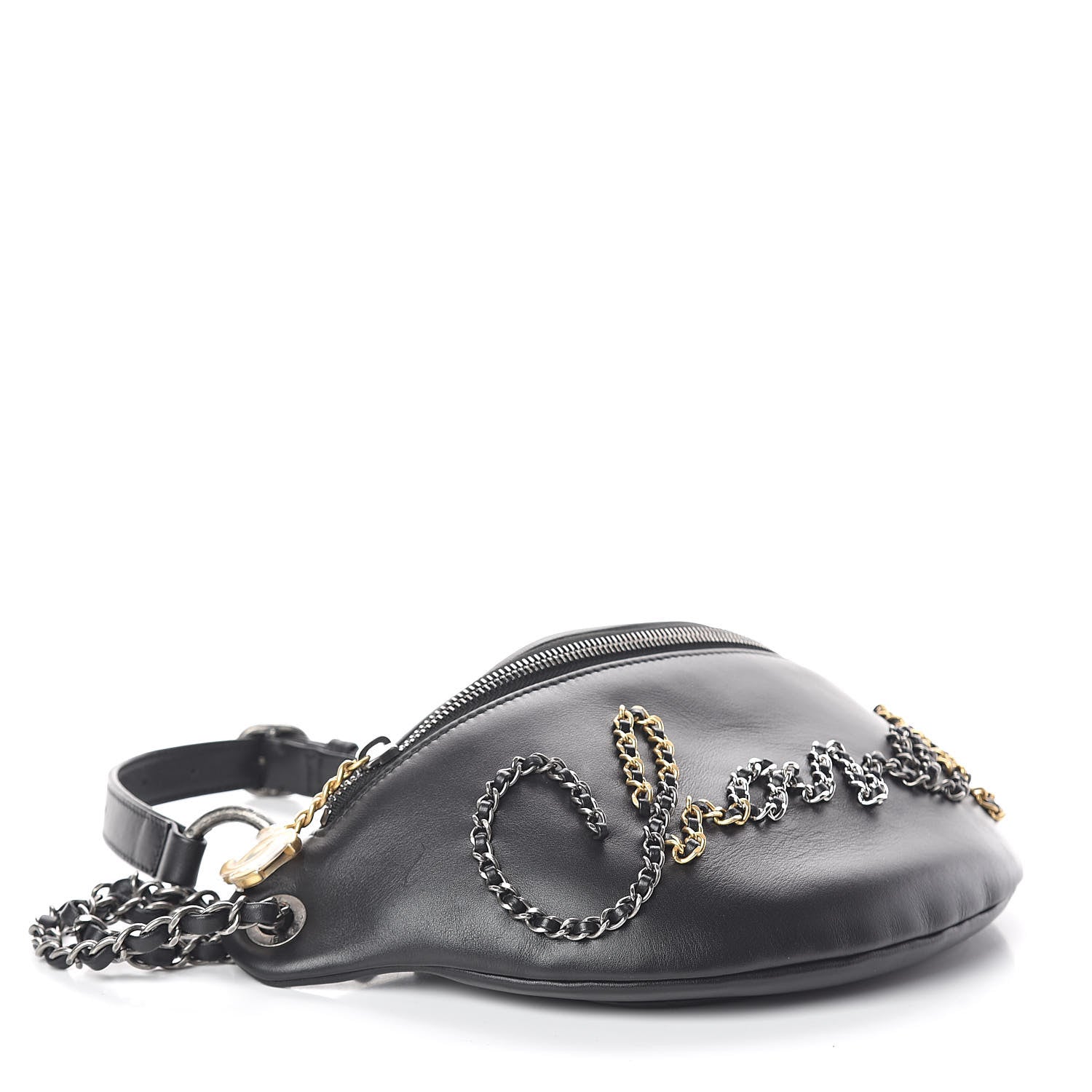 Chanel Calfskin Chain 20s Signe Waist Bag Black 4 of 11