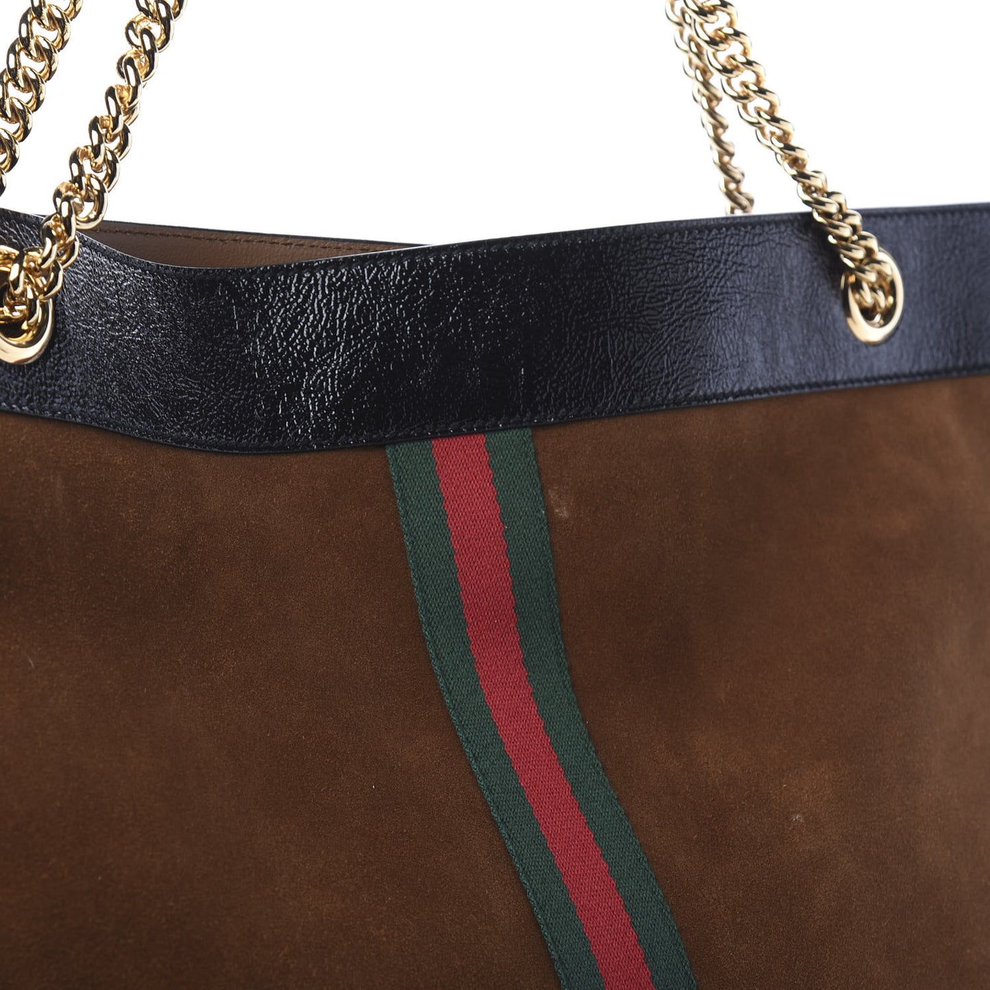 Suede Patent Large Rajah Chain Tote Nocciola Black