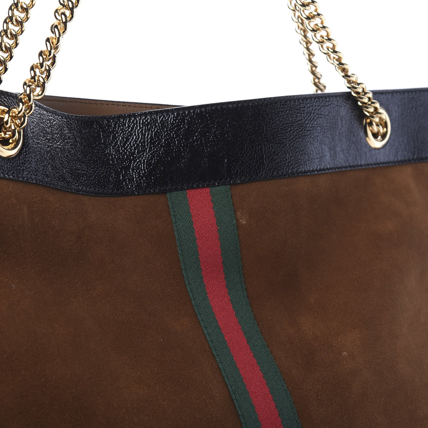 Gucci Suede Patent Large Rajah Chain Tote Nocciola Black 11 of 12