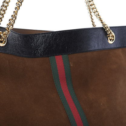 Gucci Suede Patent Large Rajah Chain Tote Nocciola Black 11 of 12