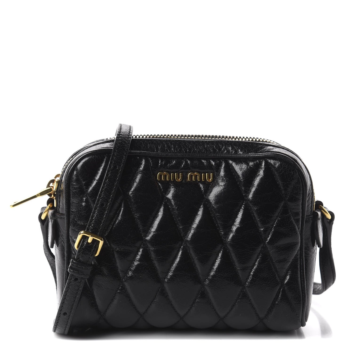 Miu Miu Vitello Shine Quilted Camera Bag Black 1 of 8