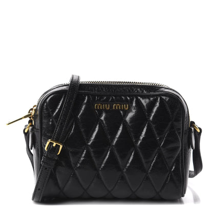 Miu Miu Vitello Shine Quilted Camera Bag Black 1 of 8