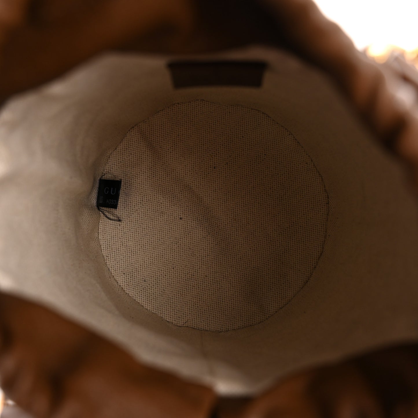 GG Supreme Monogram Azalea Sakai Calfskin Small Horsebit 1955 Drawstring Bucket Bag Beige Ebony Brown Sugar