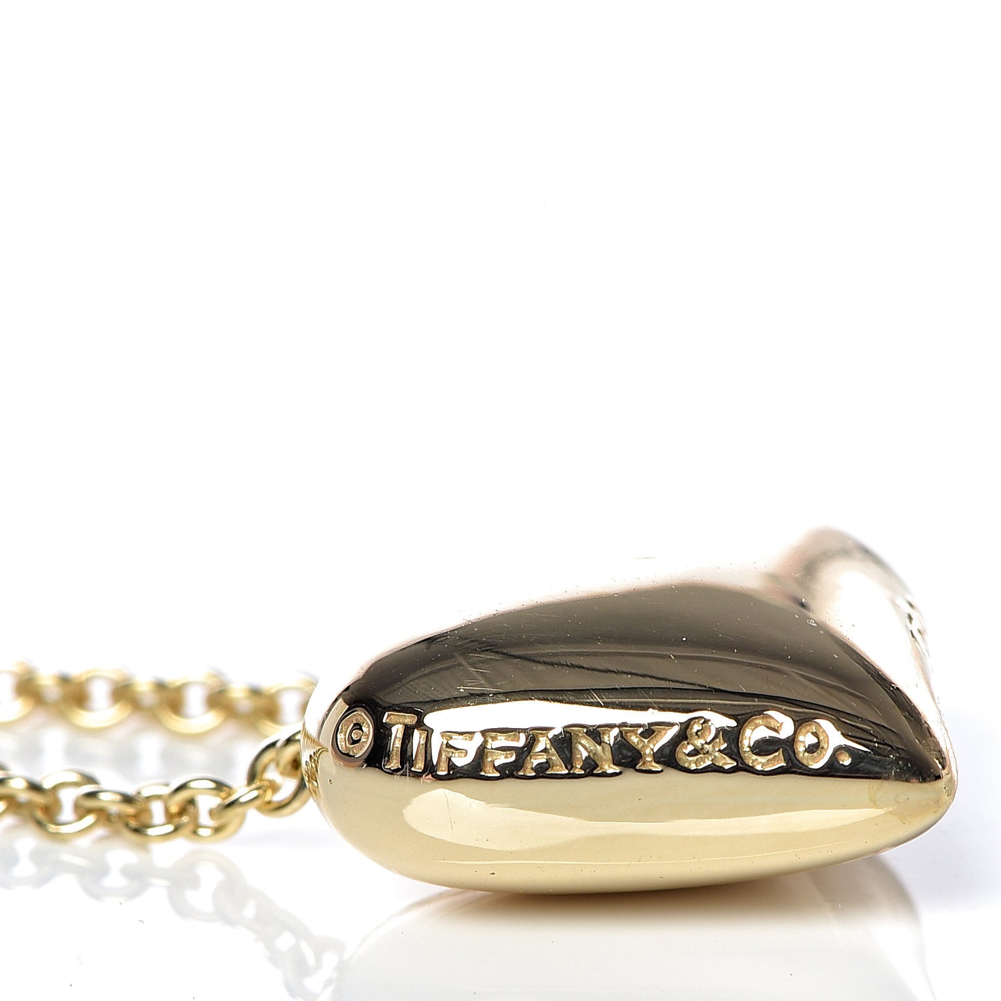 18K Yellow Gold Large Puff Heart Pendant Necklace