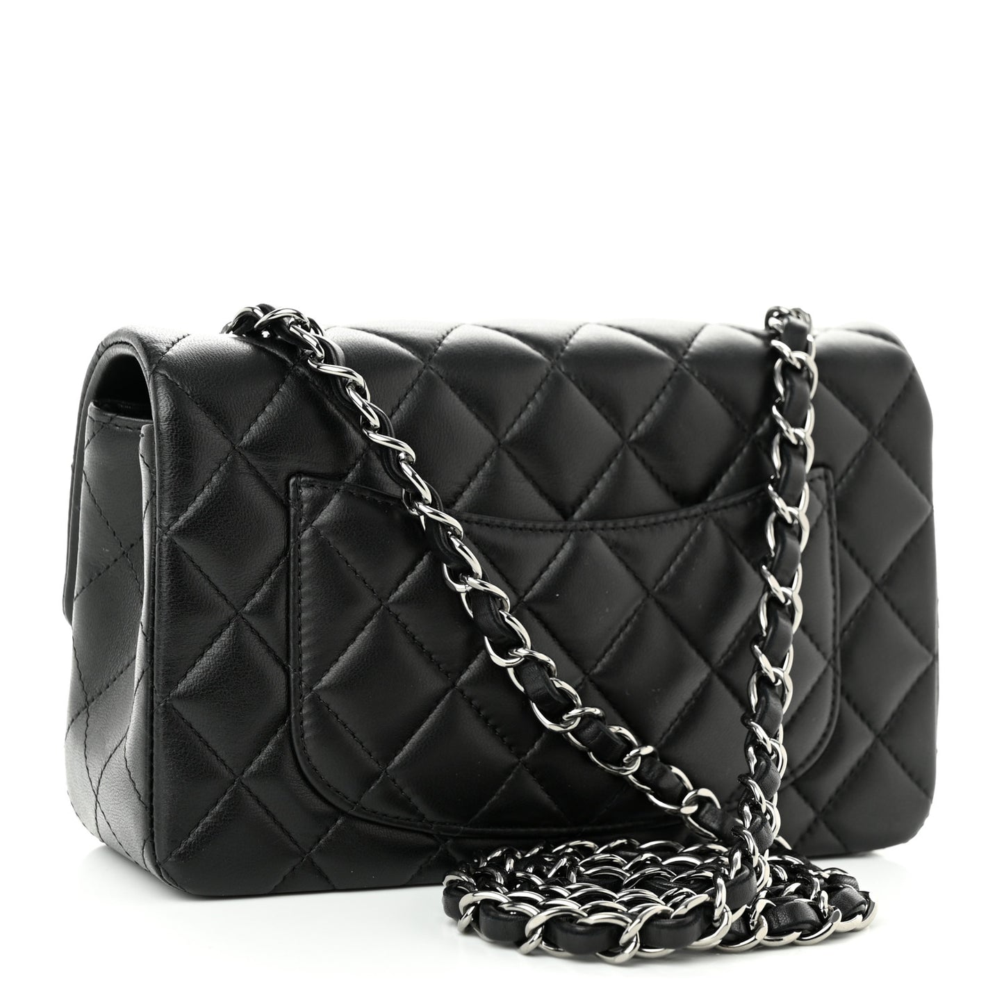 Lambskin Quilted Mini Rectangular Flap Black