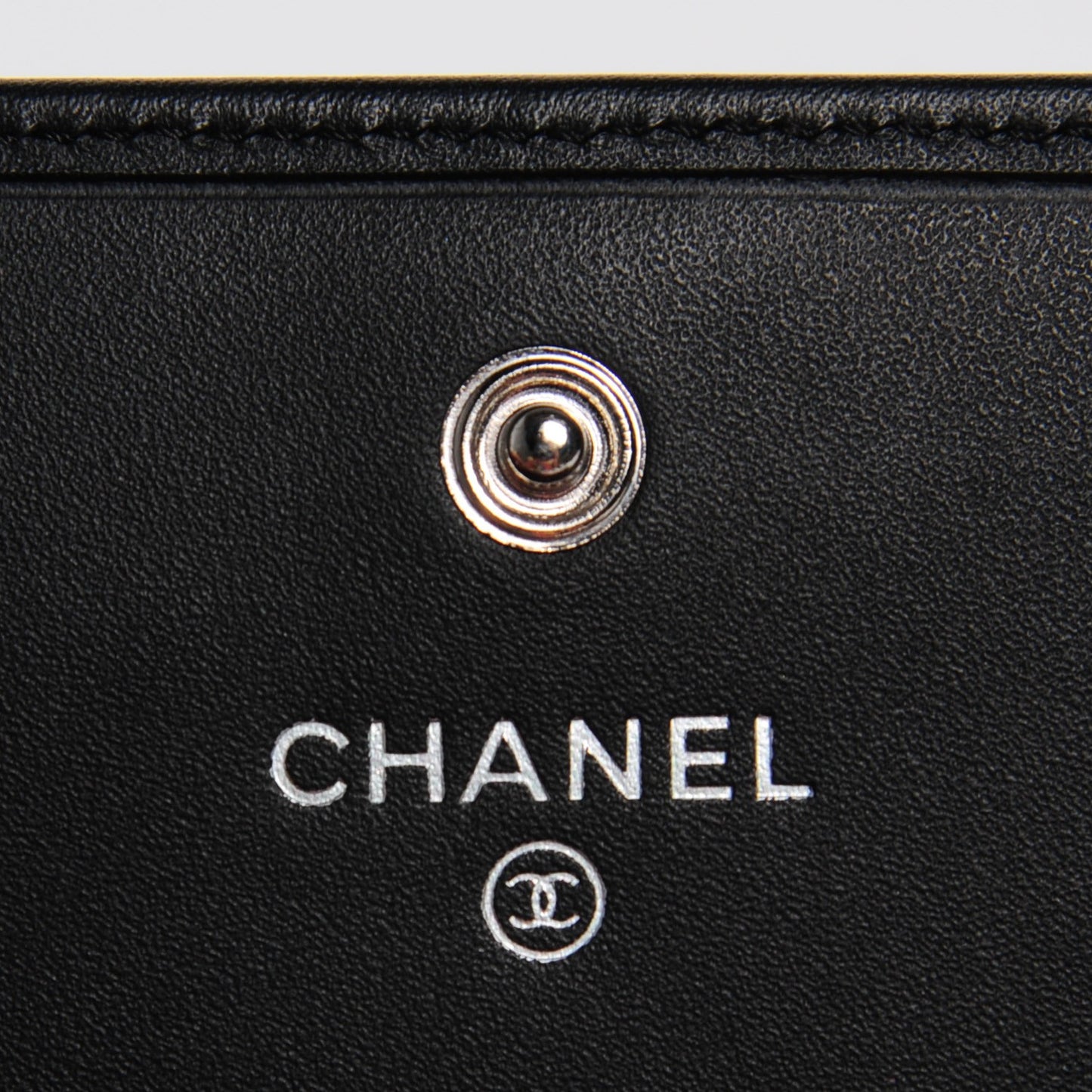 Calfskin Quilted Cambon Flap Wallet Black