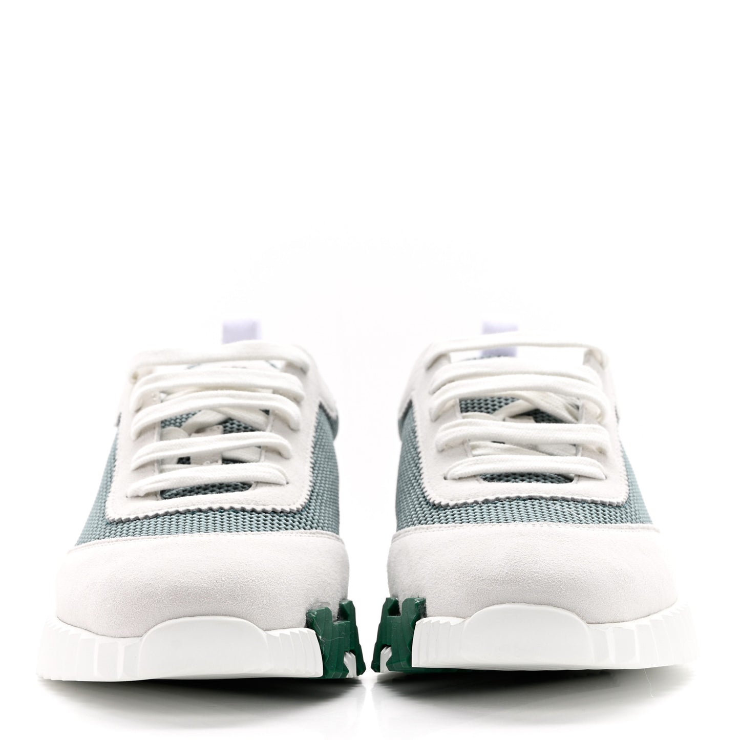 Air Mesh Suede Goatskin Bouncing Sneakers 40 Vert D'Eau White