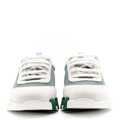 Hermes Air Mesh Suede Goatskin Bouncing Sneakers 40 Vert D'Eau White 2 of 8
