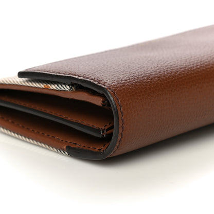 Burberry Horseshoe Calfskin House Check Porter Continental Wallet Tan 11 of 15
