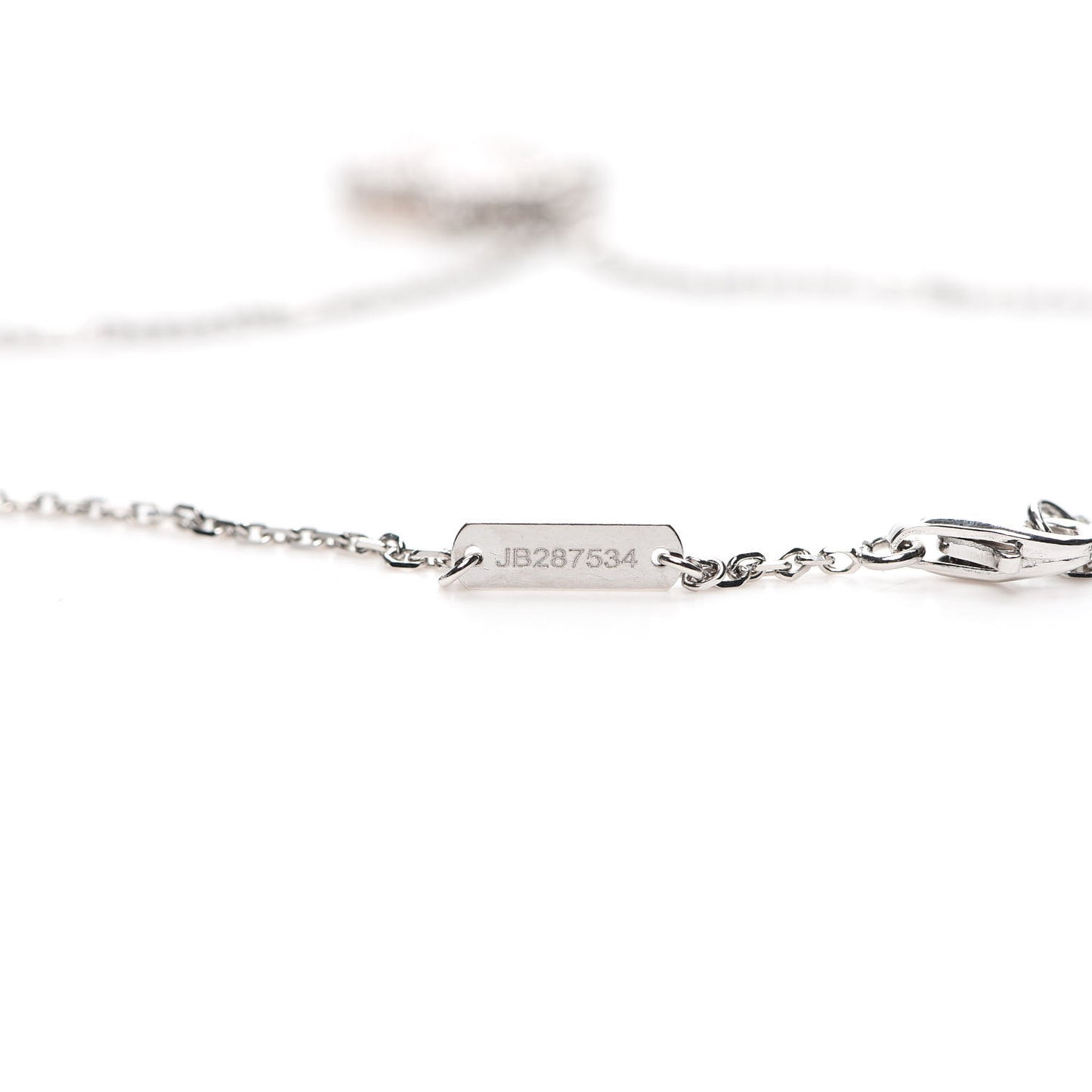 18K White Gold Mother of Pearl Vintage Alhambra Pendant Necklace