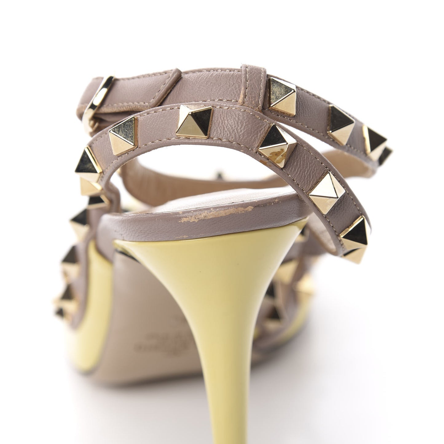 Patent Rockstud Ankle Strap 100mm Pumps 40 Water Yellow Poudre