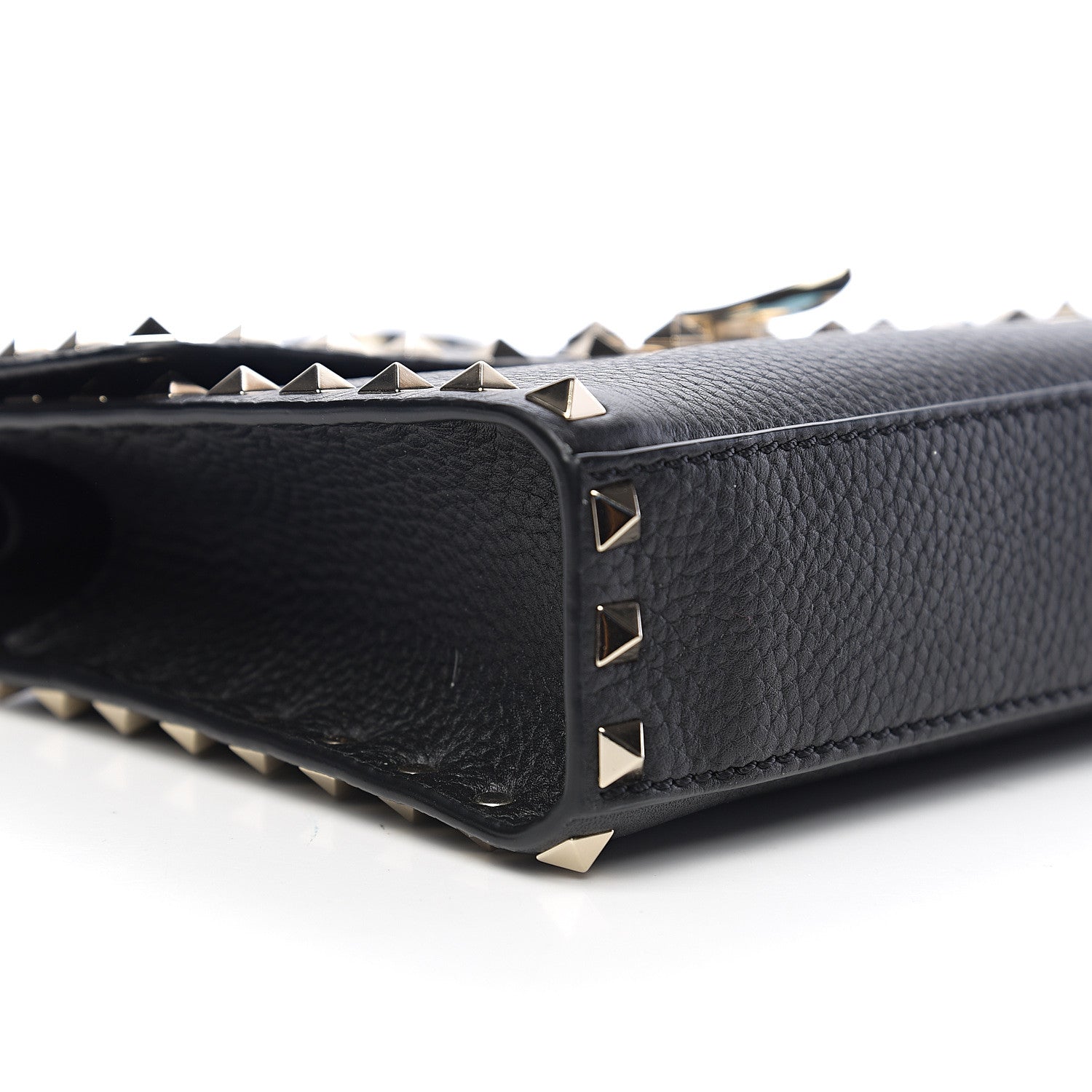 Valentino Garavani Pebbled Calfskin Medium Rockstud Flip Lock Crossbody Bag Black 6 of 8