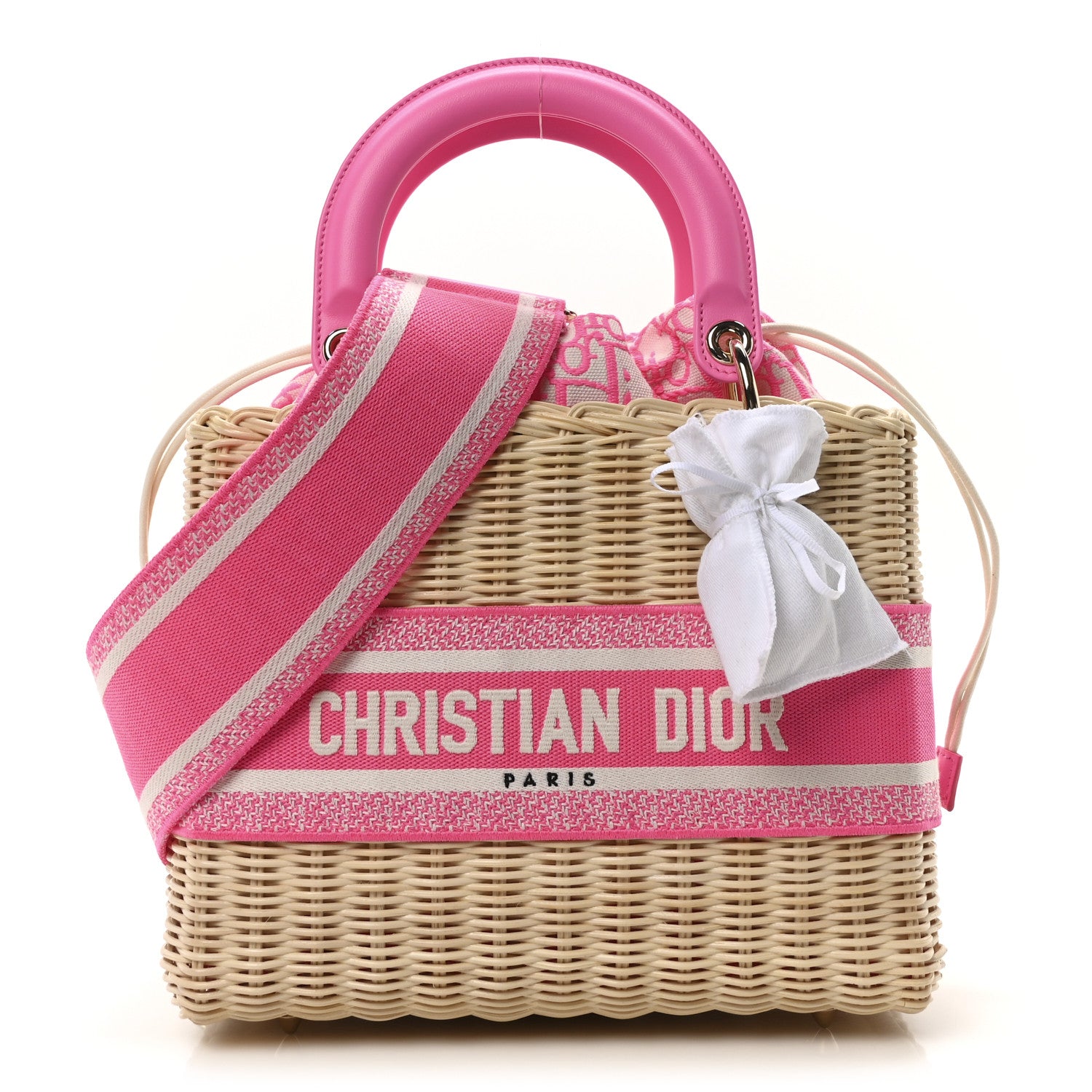 Christian Dior Wicker Oblique Medium Lady Dior Bag Fluorescent Pink 1 of 9