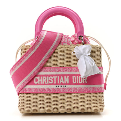 Christian Dior Wicker Oblique Medium Lady Dior Bag Fluorescent Pink 1 of 9
