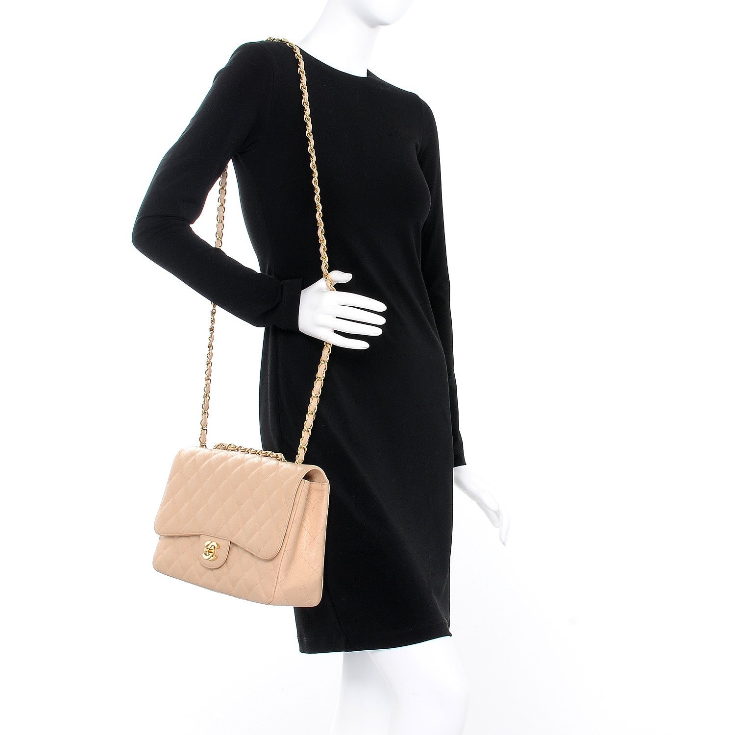 Chanel Caviar Quilted Jumbo Single Flap Beige Clair 2 of 8