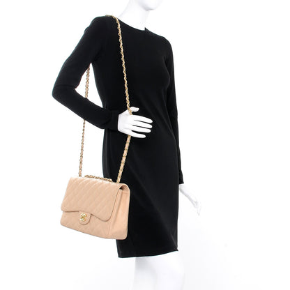 Chanel Caviar Quilted Jumbo Single Flap Beige Clair 2 of 8