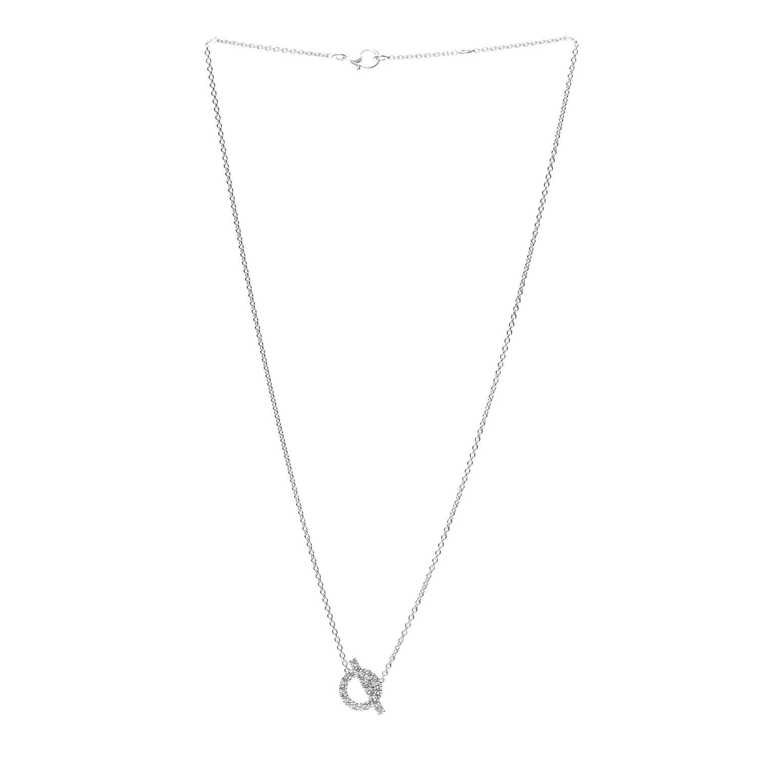 Hermes 18K White Gold Diamond Finesse Pendant Necklace 3 of 6