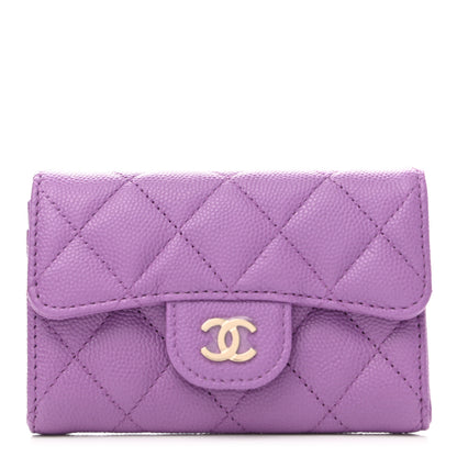 Chanel Caviar Quilted Flap Card Holder Wallet Purple 1 of 9