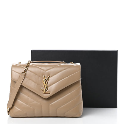 Saint Laurent Calfskin Y Quilted Monogram Small Loulou Chain Satchel Dark Beige 13 of 13