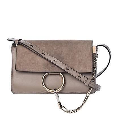 Chloe Suede Calfskin Small Faye Shoulder Bag Motty Grey 1 of 17