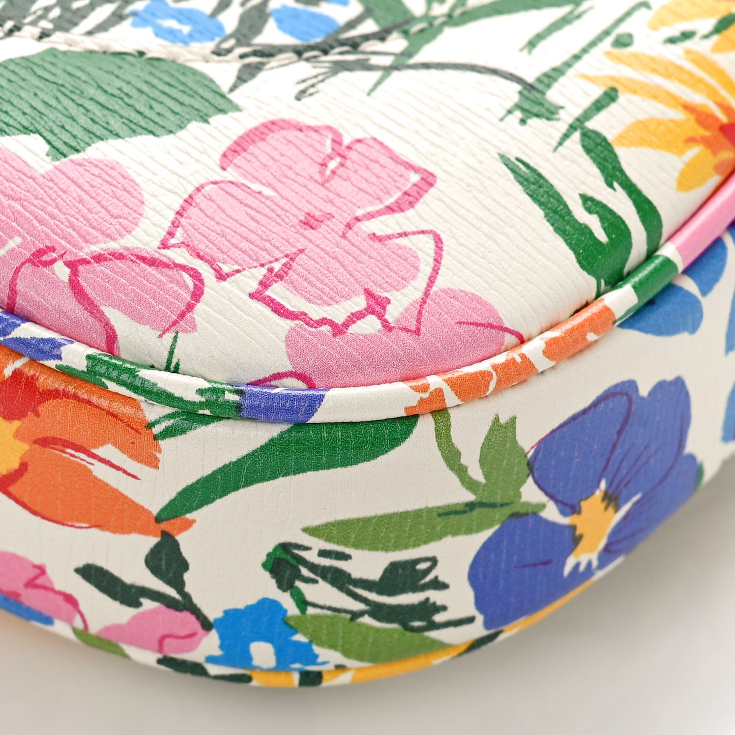 X KEN SCOTT New Shangai Calfskin Jardin D'Avril Floral Print Small Jackie 1961 Hobo Ivory Pink