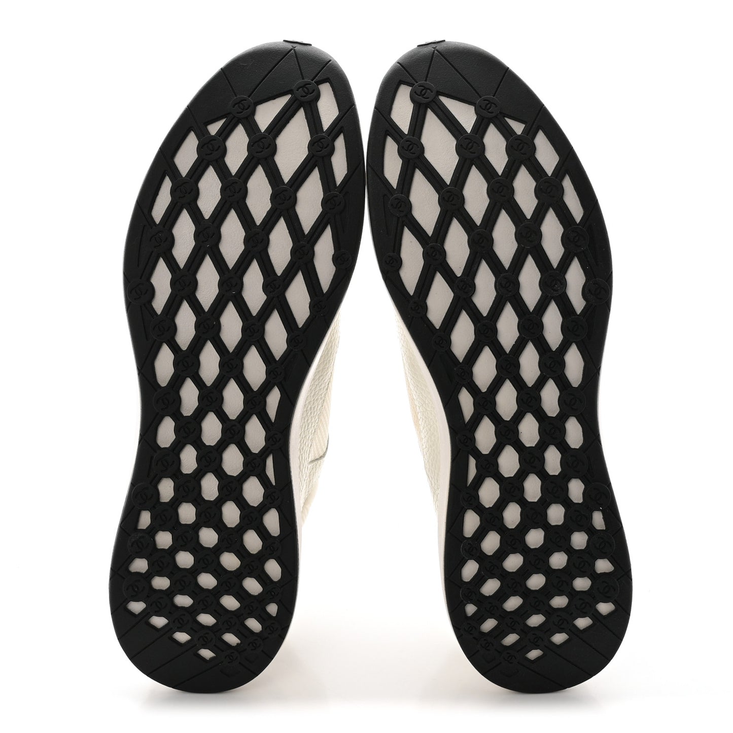 Calfskin Mesh Suede CC Sneakers 45 White Black