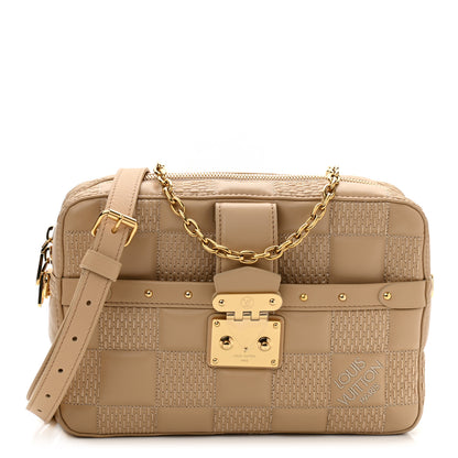 Louis Vuitton Lambskin Damier Quilt Troca MM Cashmere Beige 1 of 9