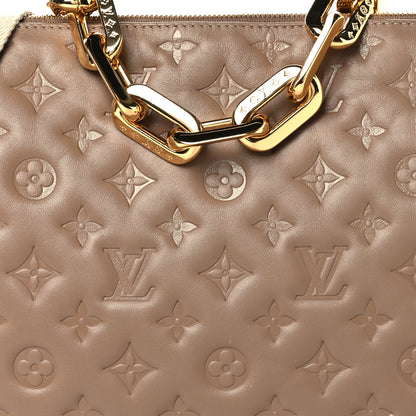 Louis Vuitton Lambskin Embossed Monogram Coussin MM Taupe 9 of 11