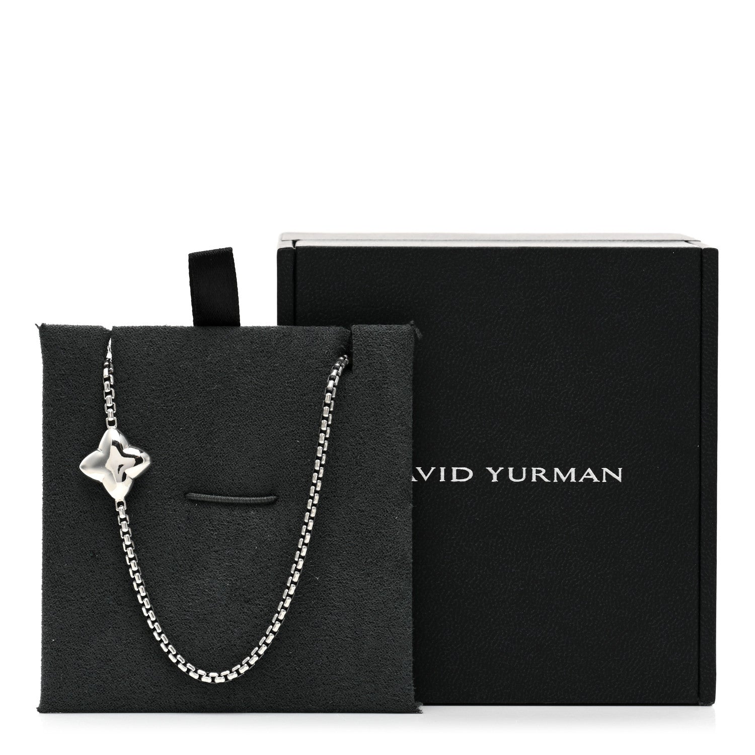 David Yurman Sterling Silver 25mm Quatrefoil Chain Necklace 5 of 5