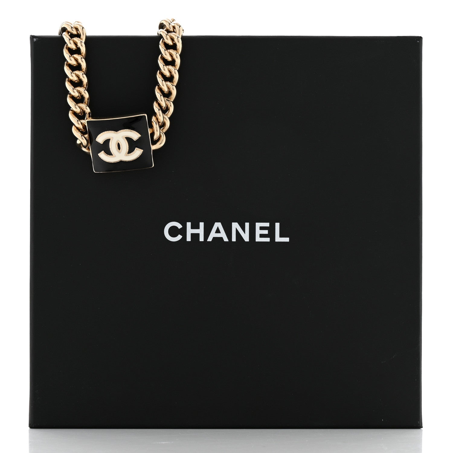 Chanel Metal Enamel CC Square Choker Gold Black White 6 of 6