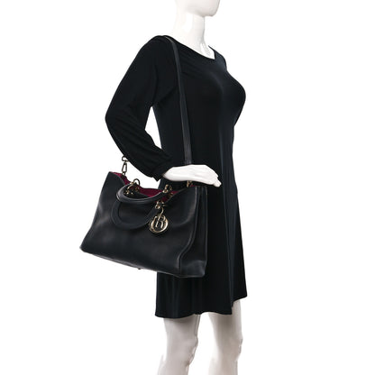 Christian Dior Bullcalf Large Diorissimo Tote Black Rose Indien 2 of 10