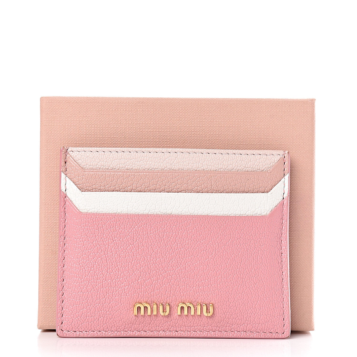 Miu Miu Goatskin Madras Card Case Rosa 8 of 8