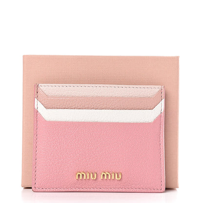 Miu Miu Goatskin Madras Card Case Rosa 8 of 8