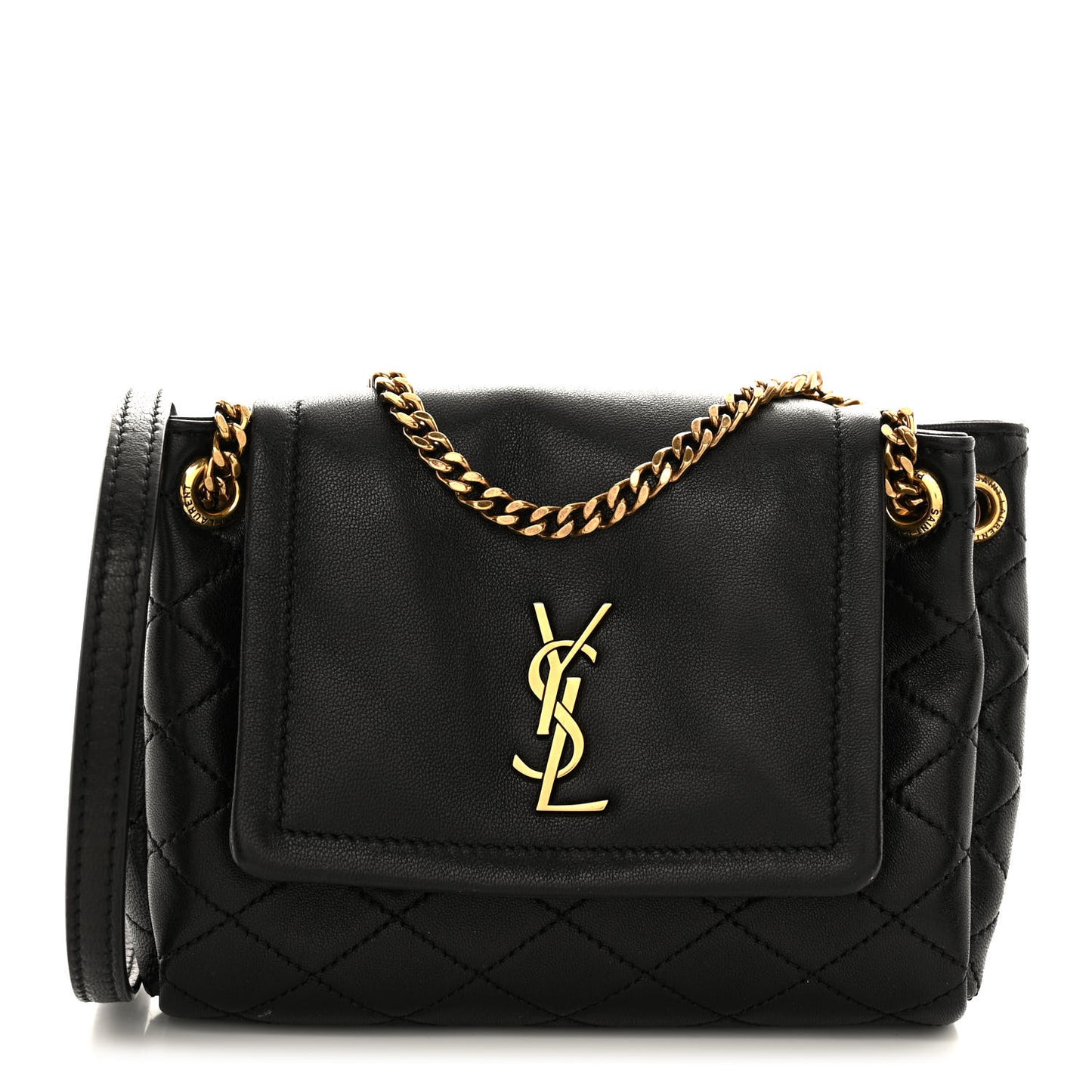 Lambskin Quilted Monogram Mini Nolita Black