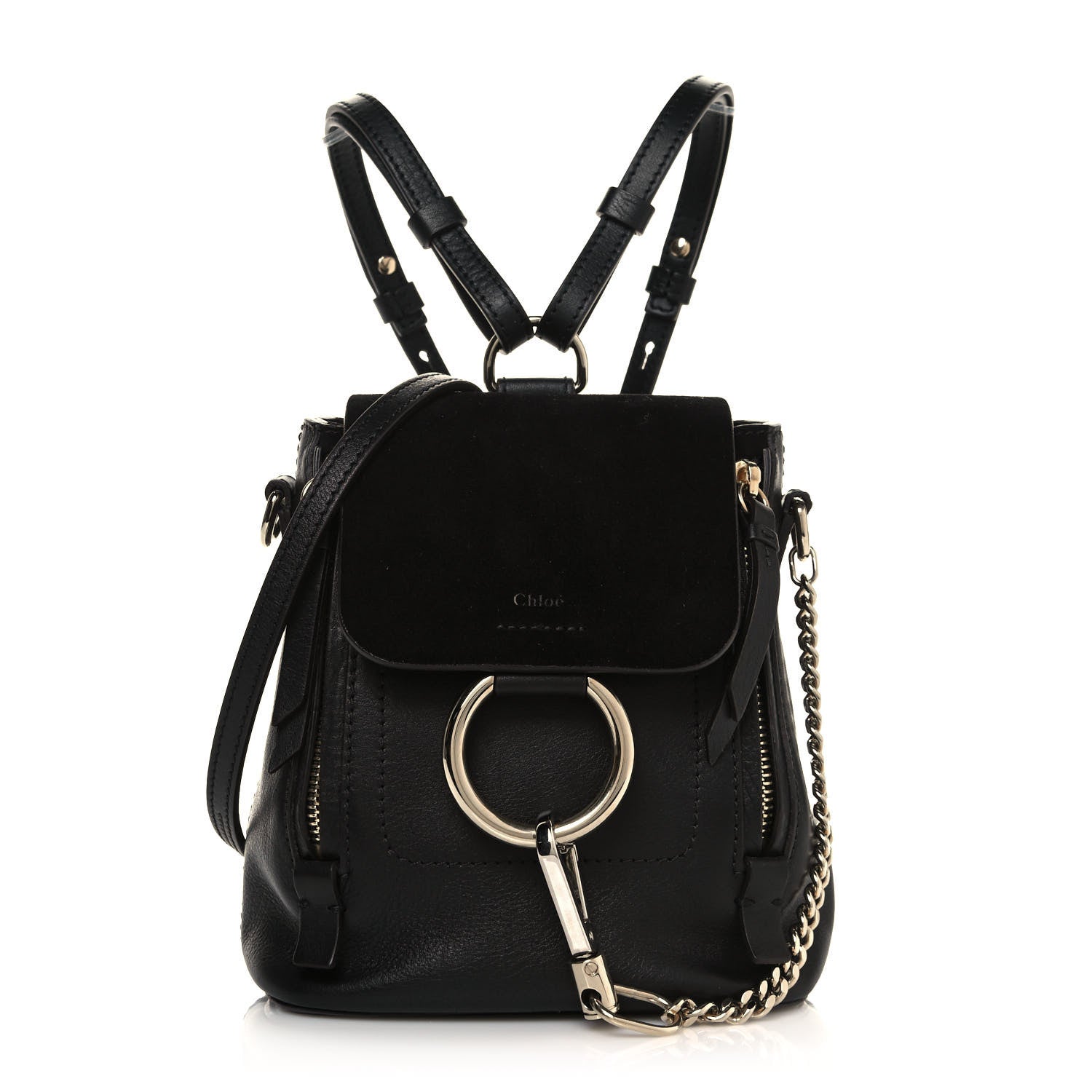 Chloe Suede Calfskin Mini Faye Backpack Black 1 of 12