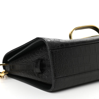 Alexander McQueen Calfskin Crocodile Embossed The Story Shoulder Bag Black 8 of 9