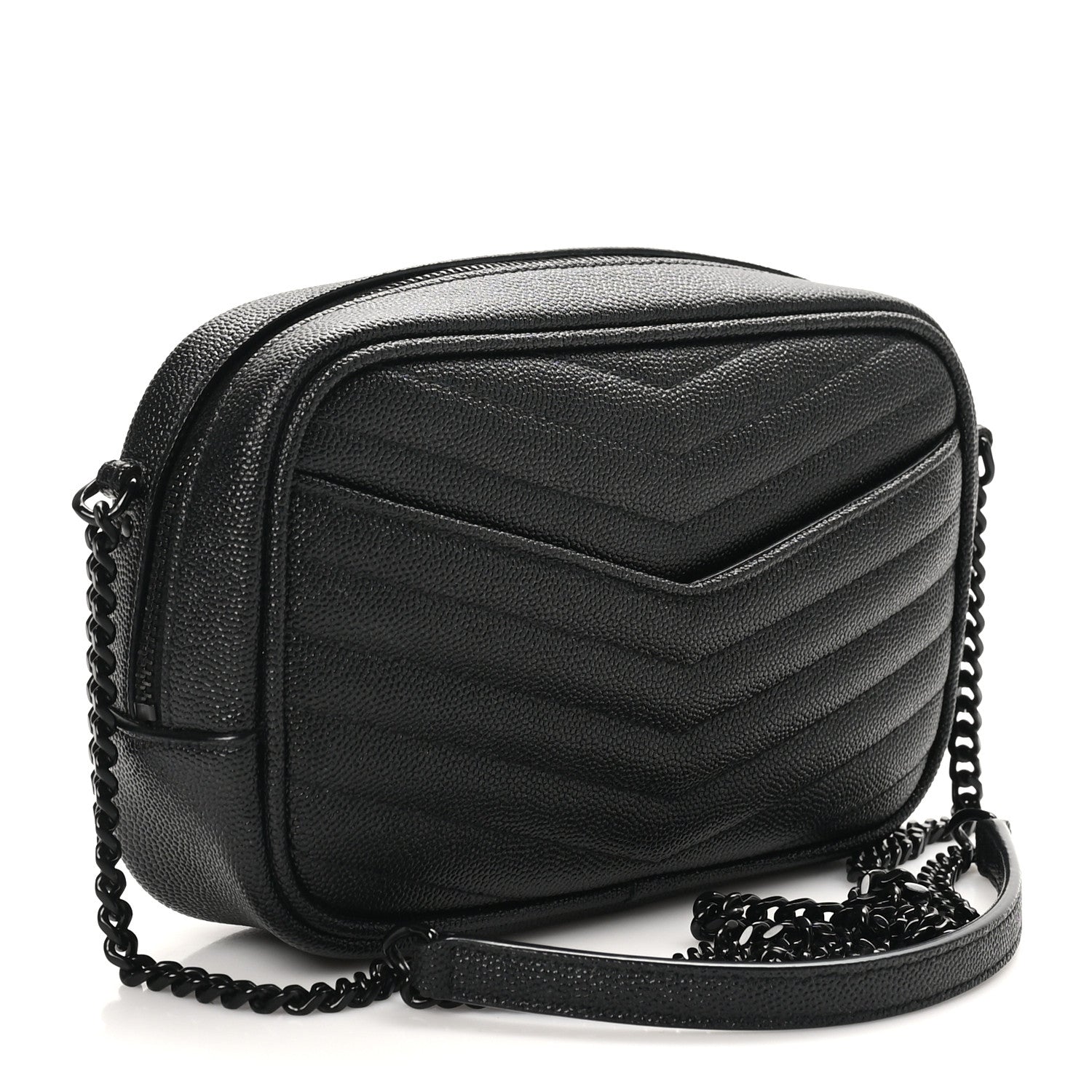 Saint Laurent Grain De Poudre Matelasse Monochrome Monogram Mini Lou Camera Bag Black 3 of 11