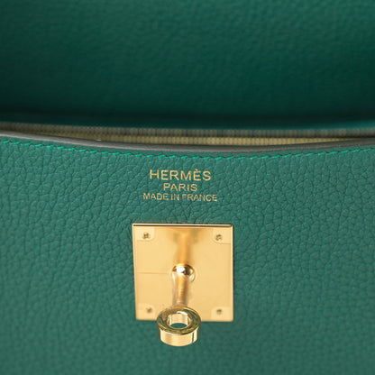 Hermes Togo Kelly Retourne 35 Malachite 6 of 10